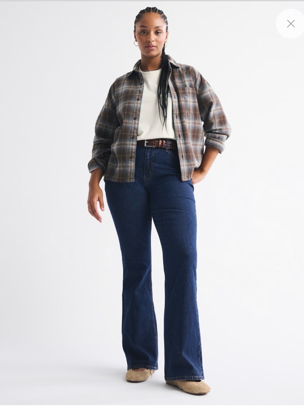 Abercrombie & Fitch Women's Dark Blue High-Rise Flare Jeans